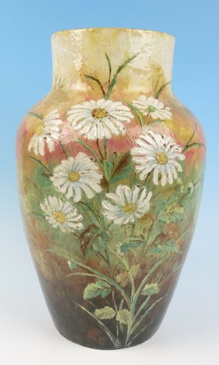 Large Antique American Limoges Barbotine Vase Cincinnati Pottery Club Faience 12
