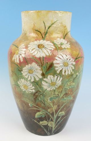 Large Antique American Limoges Barbotine Vase Cincinnati Pottery Club Faience
