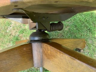 Antique Swivel adjustable Oak WOOD OFFICE desk CHAIR banker lawyer typewriter 8