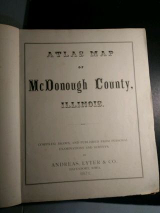 1871 Atlas.  Mcdonough County illinois. 2