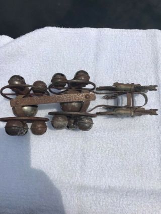 Antique metal pull toy with Horses and Bells 1880 ' s - 1920 ' s 2