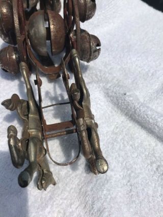 Antique metal pull toy with Horses and Bells 1880 ' s - 1920 ' s 5
