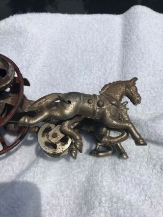Antique metal pull toy with Horses and Bells 1880 ' s - 1920 ' s 6