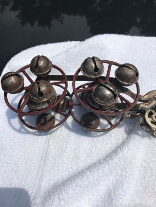 Antique metal pull toy with Horses and Bells 1880 ' s - 1920 ' s 7