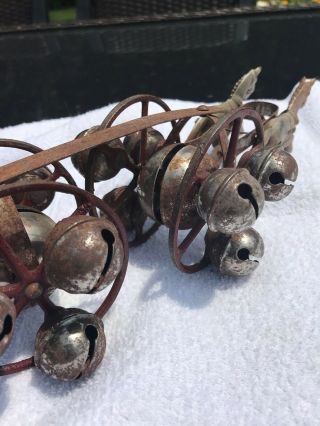Antique metal pull toy with Horses and Bells 1880 ' s - 1920 ' s 8