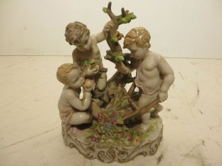 7hx6w Antique Meissen German Porcelain With Three Children Playing In The Garden