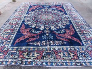 Fine Old Hand Made Traditional Persian Oriental Blue Wool Large Carpet 390x300cm