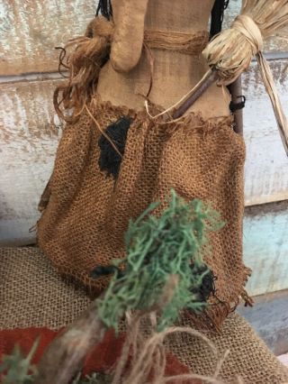 Primitive Folk ARt Witch Doll Sisters Pumpkin Halloween FAll sitter gathering 6