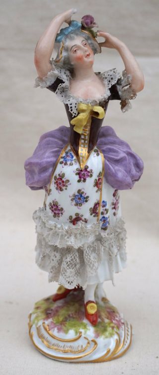 Antique Young Lady Figure Meissen Porcelain Ernst Teichert Germany Late 19th C