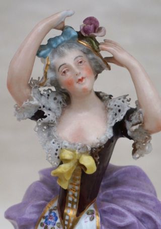 Antique Young Lady Figure Meissen Porcelain Ernst Teichert Germany Late 19th C 5