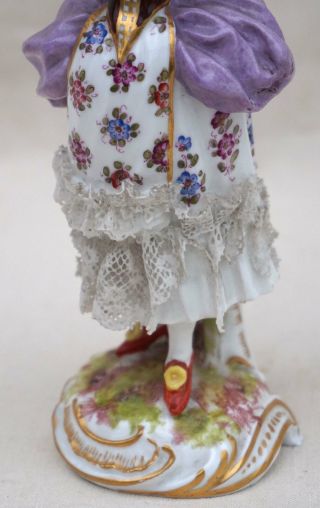 Antique Young Lady Figure Meissen Porcelain Ernst Teichert Germany Late 19th C 6