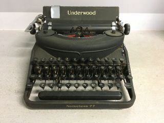 Vintage Underwood Noiseless 77 Portable Typewriter With Carrying Case - 3