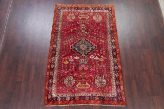 One - of - a - Kind Vintage Tribal Kashkoli Persian Hand - Knotted 5x8 Red Wool Area Rug 2