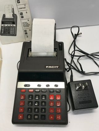 FACIT 2050 Printing Adding Machine Calculator LED w/AC Cord,  Instructions 2