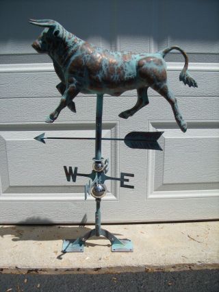 Bull 3d Steer Weathervane Antiqued Copper Finish Cow Weather Vane Hand Crafted