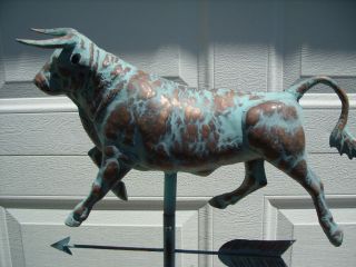 Bull 3D Steer Weathervane Antiqued Copper Finish Cow Weather Vane Hand Crafted 2