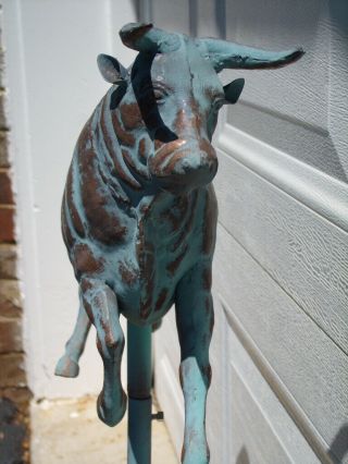 Bull 3D Steer Weathervane Antiqued Copper Finish Cow Weather Vane Hand Crafted 4