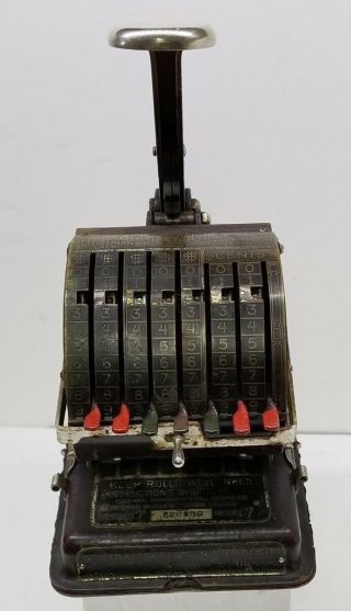 Vintage Check Writer Series T Model 7 - P Hedman Mfg.  Co.  Chicago,  Illinois