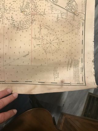 Eldridge ' s Chart No.  1 Vineyard Sound Antique Map on Linen 1897 3