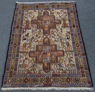 Semi Antique Country House Shabby Chic North West Persiann Flatweave Sumak Rug