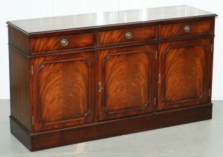 Regency Style Hand Made In England Solid Mahogany Triple Sideboard With Drawers
