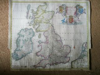 Antique Map British Isles,  Theodore Danckerts,  Homann,  1687