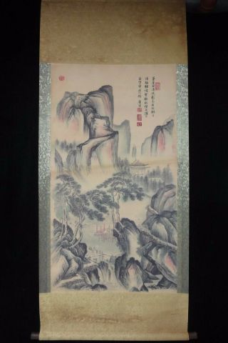 Very Old Chinese Very Long Scroll Hand Painting Landscape " Tangyin " Marks
