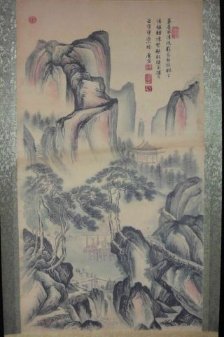 Very Old Chinese Very Long Scroll Hand Painting Landscape 