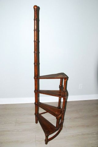 Architectural Antique Georgian Style Mahogany Spiral Library 4 Steps Ladder