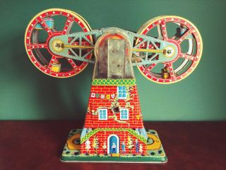 (private Listing) Atc Asahi Toy Co.  Japan Tin Battery Double Ferris Wheel