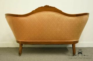 1920 ' s Victorian Antique Vintage Sofa / Settee with Tufted Salmon Upholstery 8