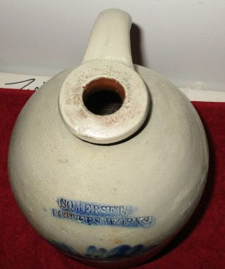 Antique 19th Century Cobalt Blue Stoneware Somerset,  Potters 1g Jug Crock 6