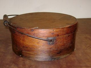 Antique Primitive Round Bentwood Pantry Cheese Box Wood Handle Dry Goods Shaker 5