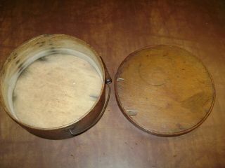 Antique Primitive Round Bentwood Pantry Cheese Box Wood Handle Dry Goods Shaker 6