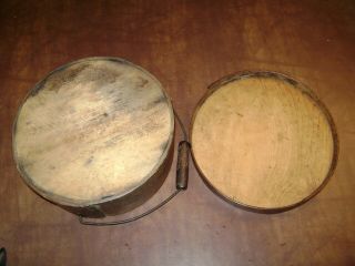 Antique Primitive Round Bentwood Pantry Cheese Box Wood Handle Dry Goods Shaker 7