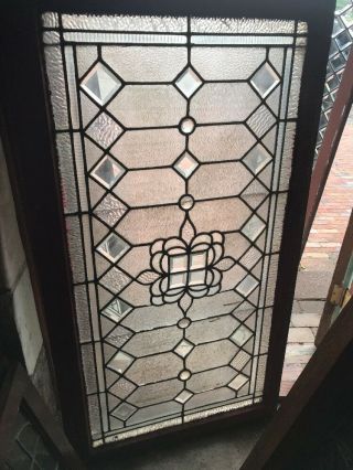 Sg 2474 Antique Textured And Beveled Glass Transom Window 28.  5 X 52.  5
