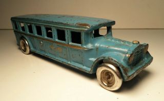 Vintage Arcade Cast Iron Blue " Fageol " Toy Bus 1930 