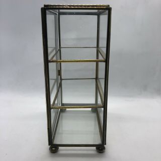 Vintage Curio Cabinet Glass & Brass Display Case Miniatures Table Top 7” 6