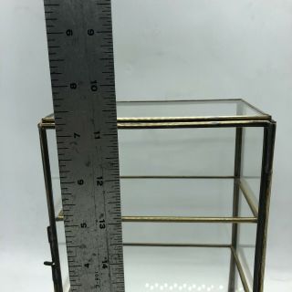 Vintage Curio Cabinet Glass & Brass Display Case Miniatures Table Top 7” 9