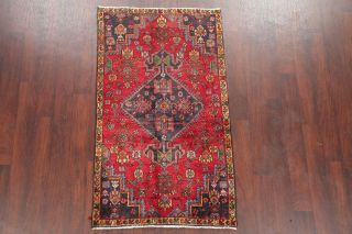 SUMMER DEAL Vintage Geometric Tribal Kashmar Area Rug Hand - Knotted Accent 3x5 3