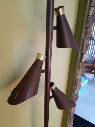 Mid century mdoern tension pole lamp 50 ' s 60 ' s atomic light bullet cone 3