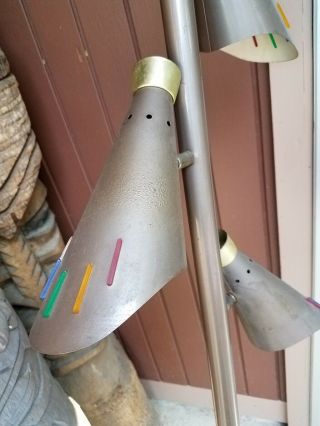 Mid century mdoern tension pole lamp 50 ' s 60 ' s atomic light bullet cone 6