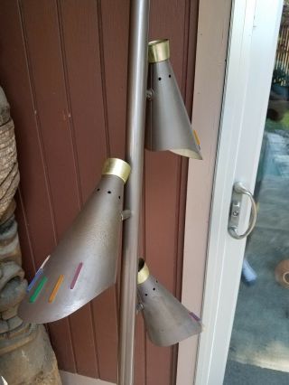 Mid century mdoern tension pole lamp 50 ' s 60 ' s atomic light bullet cone 7