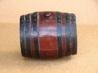 Antique Primitive Wooden Wood Barrel Vessel Keg Canteen Flask Cask Wine 8 inch 3