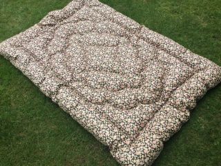 old Vintage Feather Single Floral bed Quilt Eiderdown cover throw bedspread 6