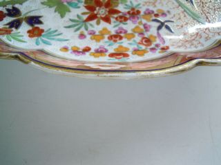 Antique 19th C Porcelain 11” Oval Scalloped Worcester BFB Imari “Fence” Platter 8