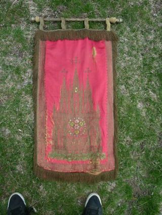 19th Century Antique Silk Goldwork embroidery tapestry 44 