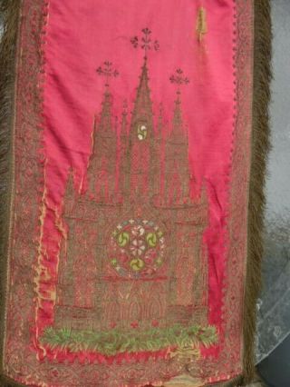 19th Century Antique Silk Goldwork embroidery tapestry 44 