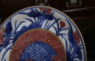 Old Two Rare Blue and White Chinese Porcelain Fish Dish Xuande MK 8