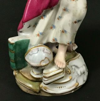 Meissen Porcelain Allegorical Figure Of A Woman With Books And A Globe 2